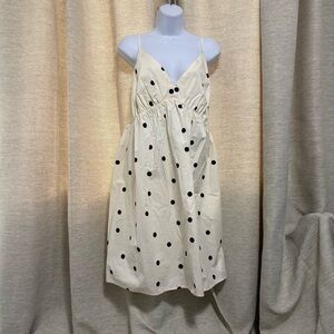 Old Navy Ivory Midi Dress with Black Dots